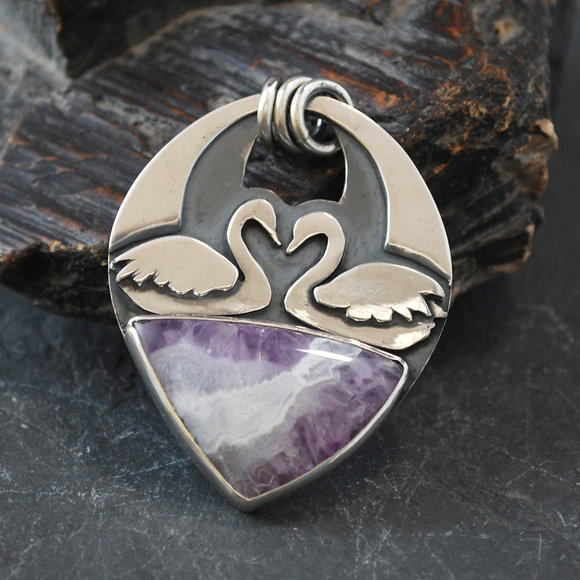 Amethyst with swans