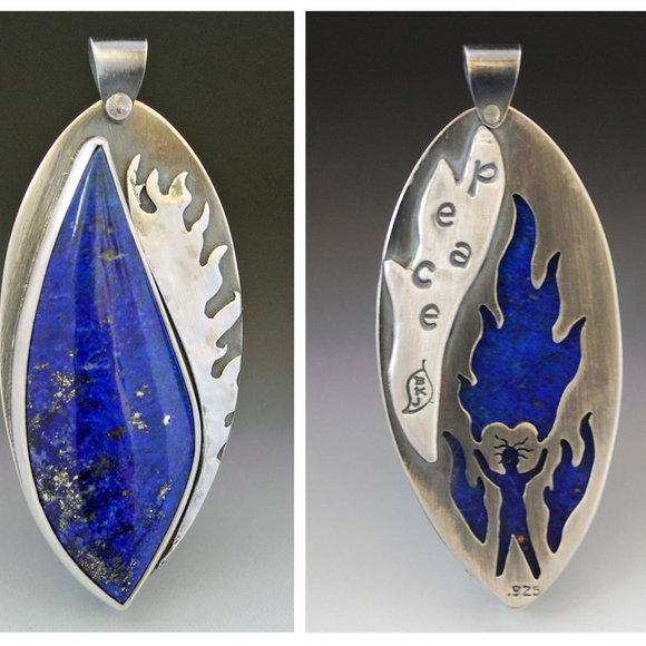 Lapis Lazuli Peace Flame Pendant