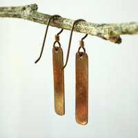 Bronze Dangle Earrings with Silver Dots
