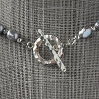 Gray Freshwater Pearl Necklace with Baroque Focal Pearl, Gold Accents