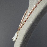 Pink Pearl Necklace with Baroque Focal Pearl