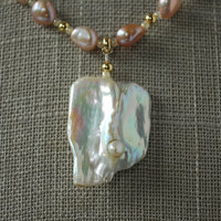 Pink Pearl Necklace with Baroque Focal Pearl