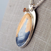Maligano Jasper Silver Pendant with Citrine, Ocean Sailboat Scene