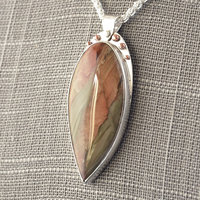 Picture Jasper Silver Pendant, Willow Tree Cut-out