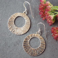 Sterling Silver Hammered Wide Circle Earrings