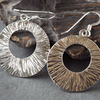 Sterling Silver Hammered Wide Circle Earrings
