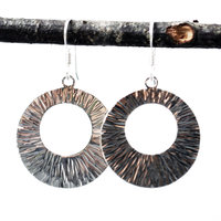 Sterling Silver Hammered Wide Circle Earrings