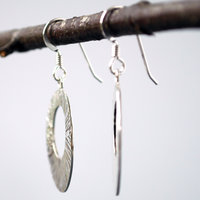 Sterling Silver Hammered Wide Circle Earrings