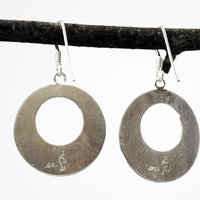 Sterling Silver Hammered Wide Circle Earrings