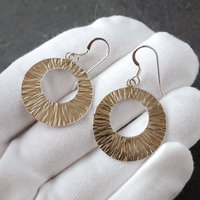 Sterling Silver Hammered Wide Circle Earrings