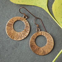 Hammered Bronze Wide Circle Earrings