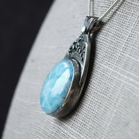 Silver Larimar pendant angle