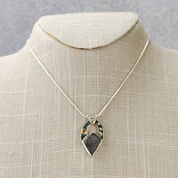 Druzy Agate Pendant with Citrine, 18K Gold hanging