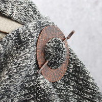 Rustic Hammered Copper Shawl Pin on scarf angle