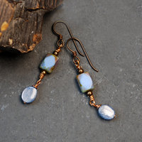 Kyanite, Czech Glass and Bronze Earrings