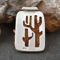 Silver and 14K Gold Pietersite Pendant back