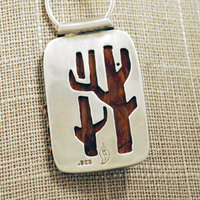 Silver and 14K Gold Pietersite Pendant close-up back