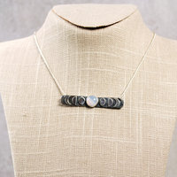 Sterling silver Chalcedony Moon Phase Bar Necklace hanging
