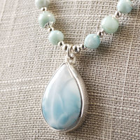 Larimar pendant closeup from front