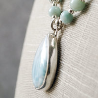 Larimar pendant closeup side