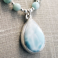 Larimar pendant closeup angle