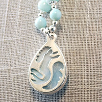 Larimar pendant closeup back