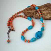 Sleeping Beauty Turquoise and Spiny Oyster Shell Necklace