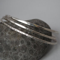 Hammered Silver Bangle Single or Set