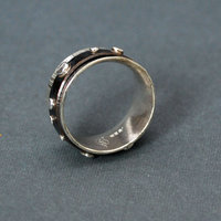 Silver and Copper Spinner Kinetic Ring with Silver Dots