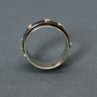 Silver and Copper Spinner Kinetic Ring with Silver Dots
