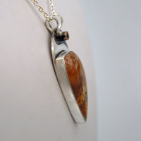 Graveyard Point Plume Agate, Silver and Citrine Pendant