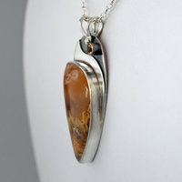 Graveyard Point Plume Agate, Silver and Citrine Pendant