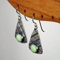 Lemon Chrysoprase Sterling Silver Patterned Earrings