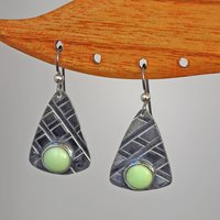 Lemon Chrysoprase Sterling Silver Patterned Earrings