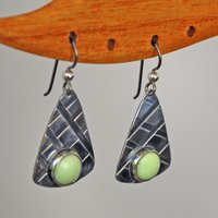 Lemon Chrysoprase Sterling Silver Patterned Earrings