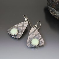 Lemon Chrysoprase Sterling Silver Patterned Earrings