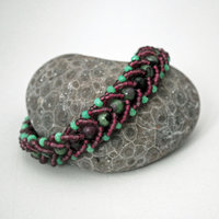 Ruby in Zoisite and Chrysoprase Beaded Bracelet with Czech Seed Beads  J-2239