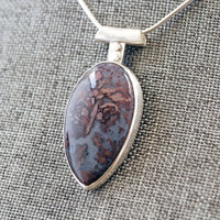 Agate Pendant with Rose Cut-Out in Back, slight angle