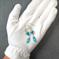 Czech Glass, Silver Owl Earrings