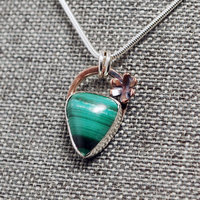 Small Malachite Silver Pendant, Shamrock