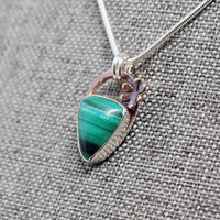Small Malachite Silver Pendant, Shamrock