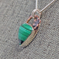 Small Malachite Silver Pendant, Shamrock