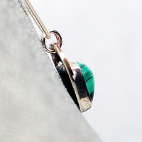 Small Malachite Silver Pendant, Shamrock