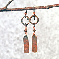 Rustic Copper Dangle Earrings