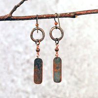 Rustic Copper Dangle Earrings