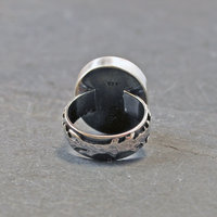 Calico Lace Agate Silver Ring Size 8.75