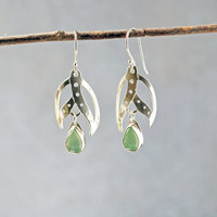 Silver Earrings, Prehnite Drops