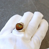 Fire Agate, Silver Ring, Size 8.5