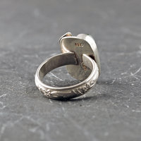 Nephrite Jade Silver ring with leaves, back and inside view