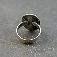 Moss agate silver ring, back and inside view
